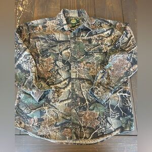 Vintage Cabelas Camo Shirt‎ Men Large Brown Twill Flannel Seclusion 3D Soft Hunt